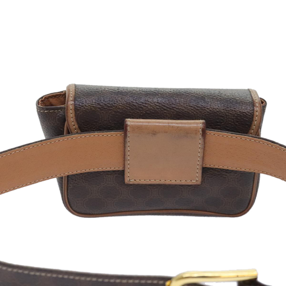 CELINE Macadam Canvas Waist bag PVC Leather Brown Gold Auth yk15121 - Picture 2 of 16